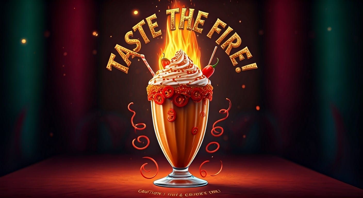Fiery Jalapeno Milkshake in Cartoon Style