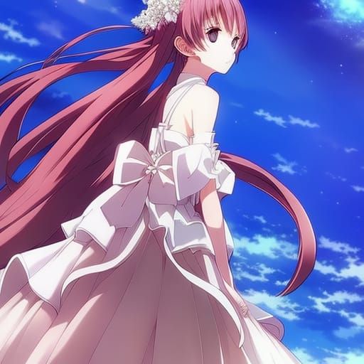 Anime Girl in Ballgown with Hyperdetailed Rendering