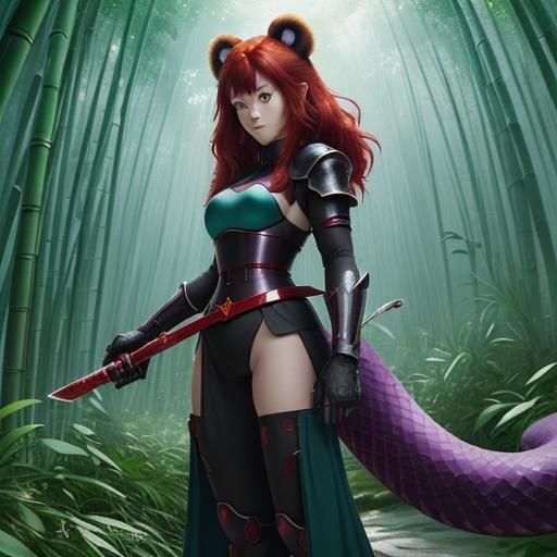 Anime Woman with Panda Ears in Ghibli Style