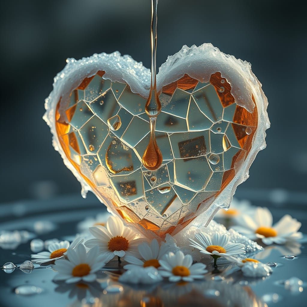 Gold Tear Melts Frozen Heart Into Flowers