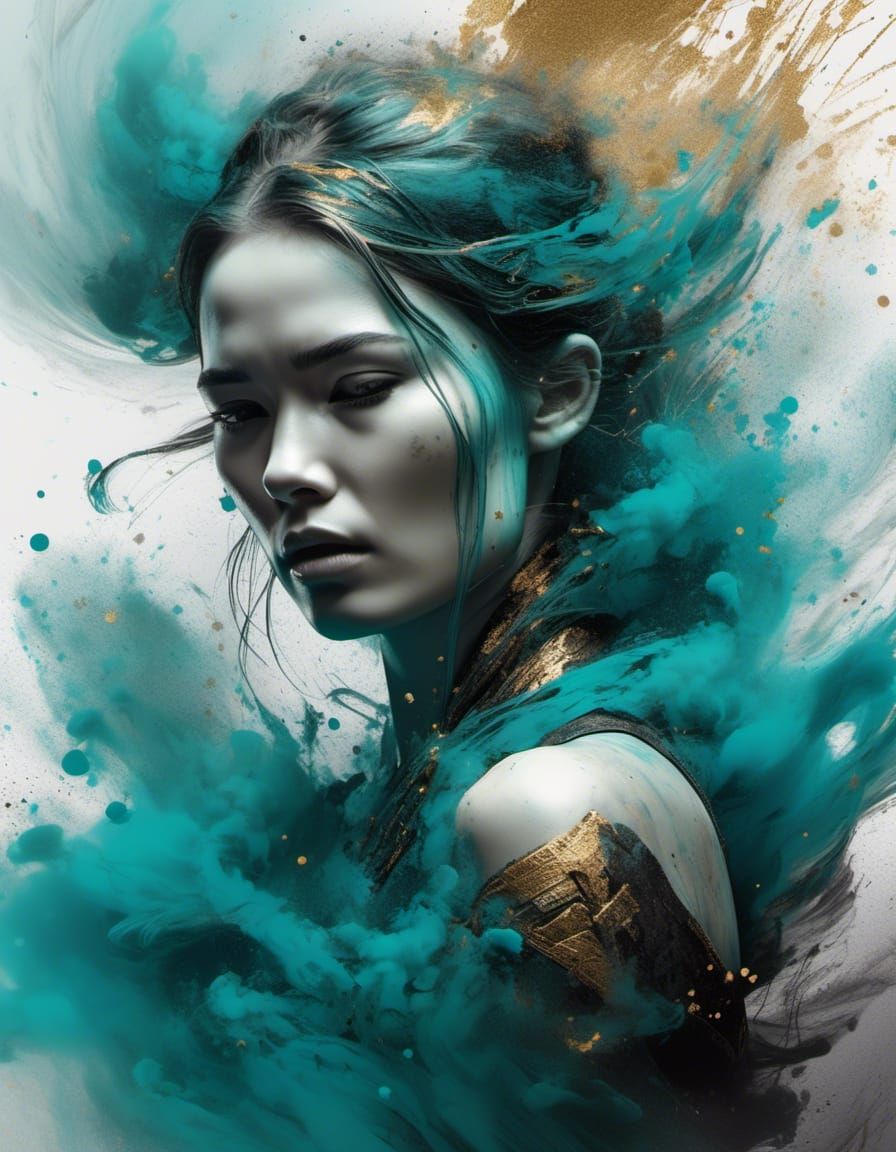 Elegant Norse Woman Dissolving in Smoke