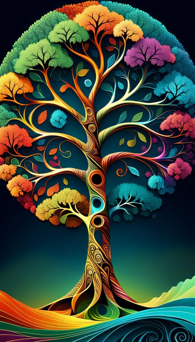 Abstract Four Seasons Tree of Life