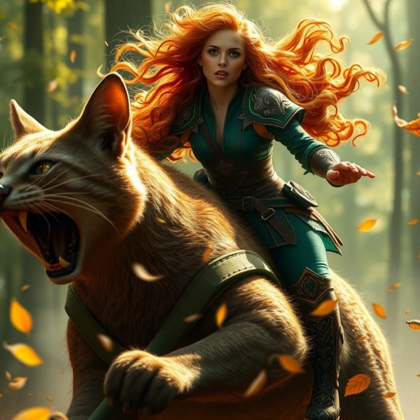 Pixie Rides Cat into Battle: Digital Matte Painting