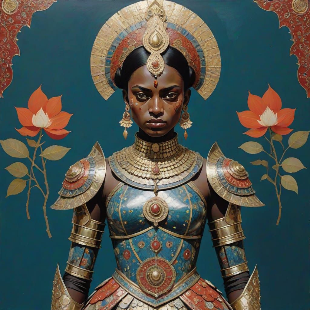 Ornate Warrior Bride in Vibrant Meenakari and Kalamkari Patt...