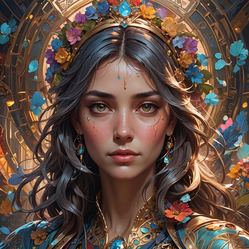 Detailed Portrait with Dynamic Lighting and Sign