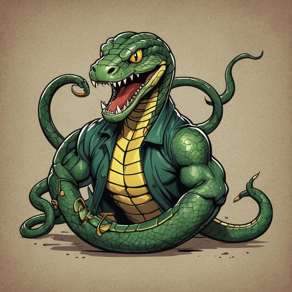 Superhero Snake Comic Book Illustration