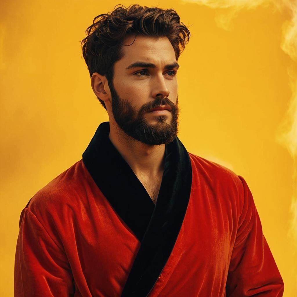 Golden Hour Portrait of Man in Velvet Robe