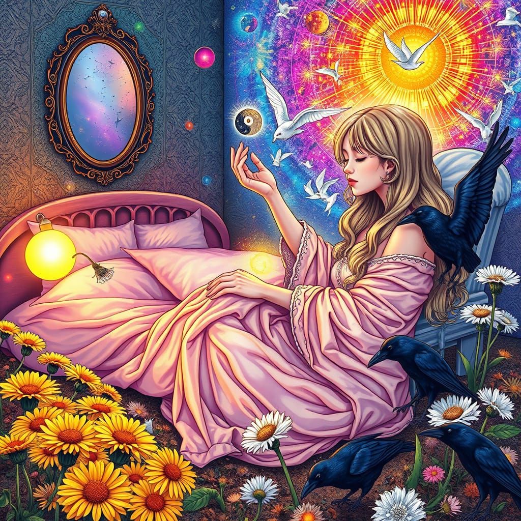 Dreamlike Enchantment in Whimsical, Iridescent Realism