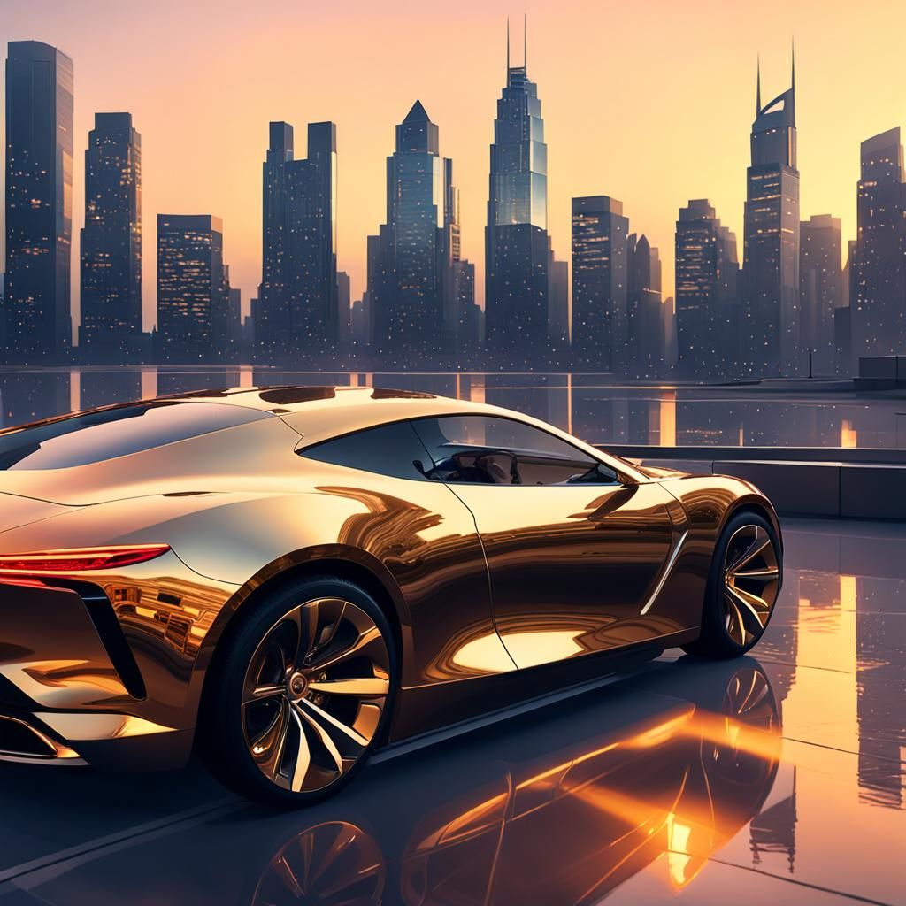 Luxury Car Concept Art at Dusk: Hyper-Realistic Design