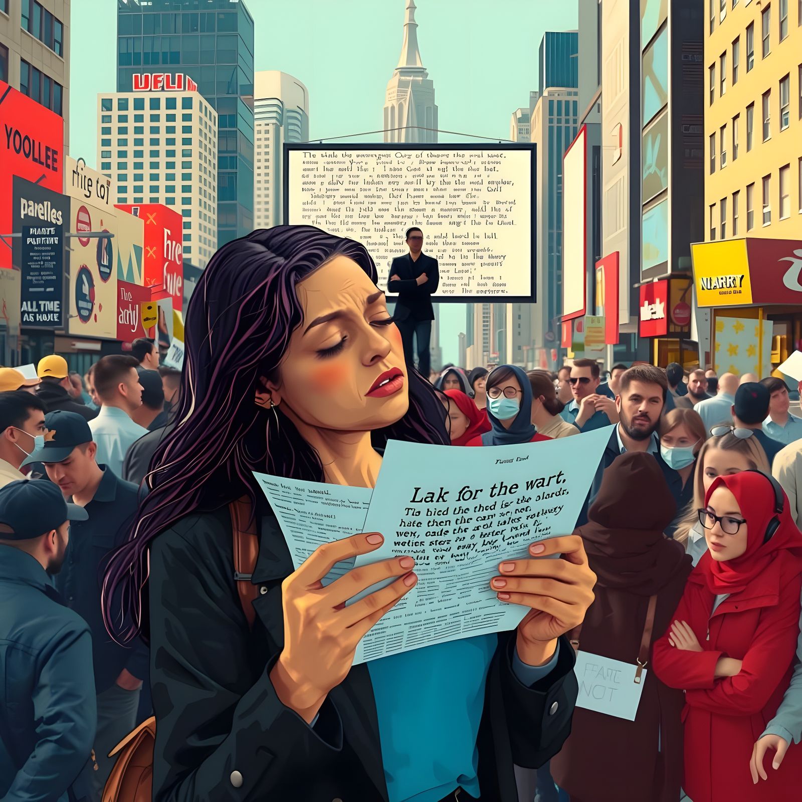 Poignant Pop Art Portrait in Triadic Colors