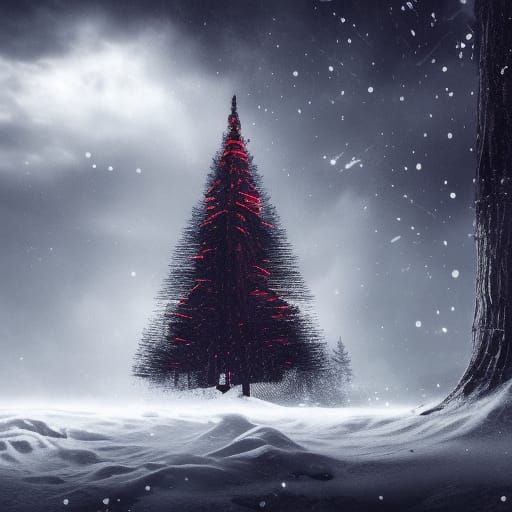 Time-Displaced Christmas Tree in Synthwave Style