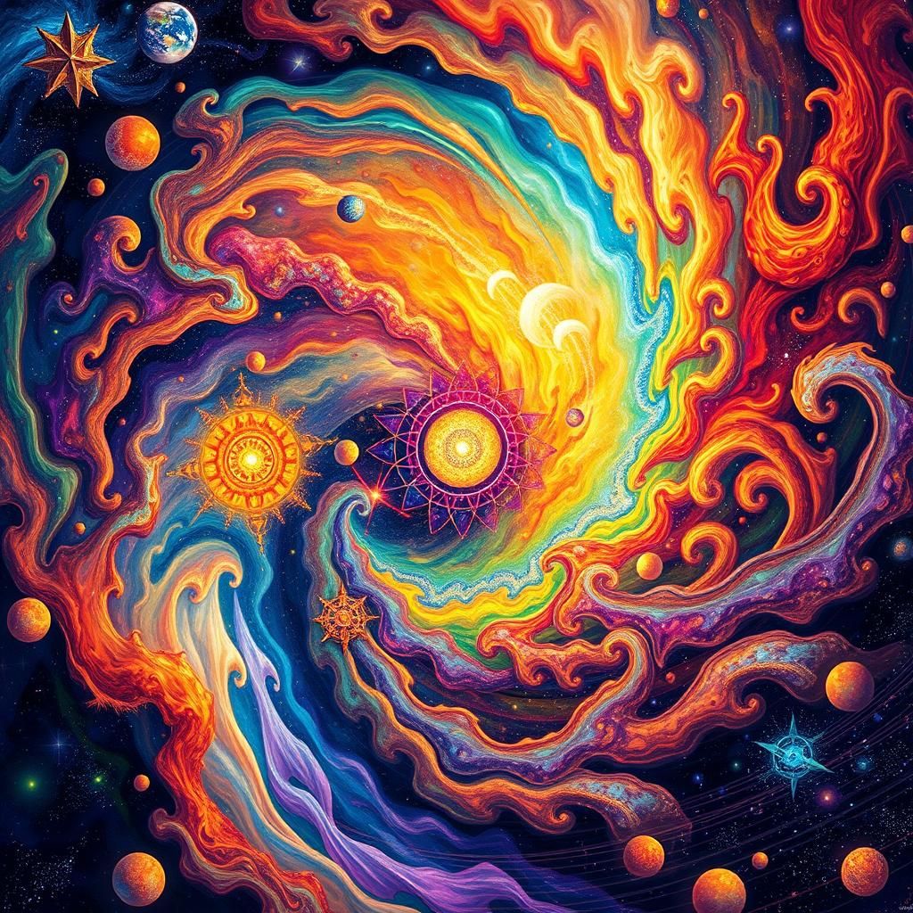 Cosmic Mandala: Holographic Dreams in Amazonian Art Style