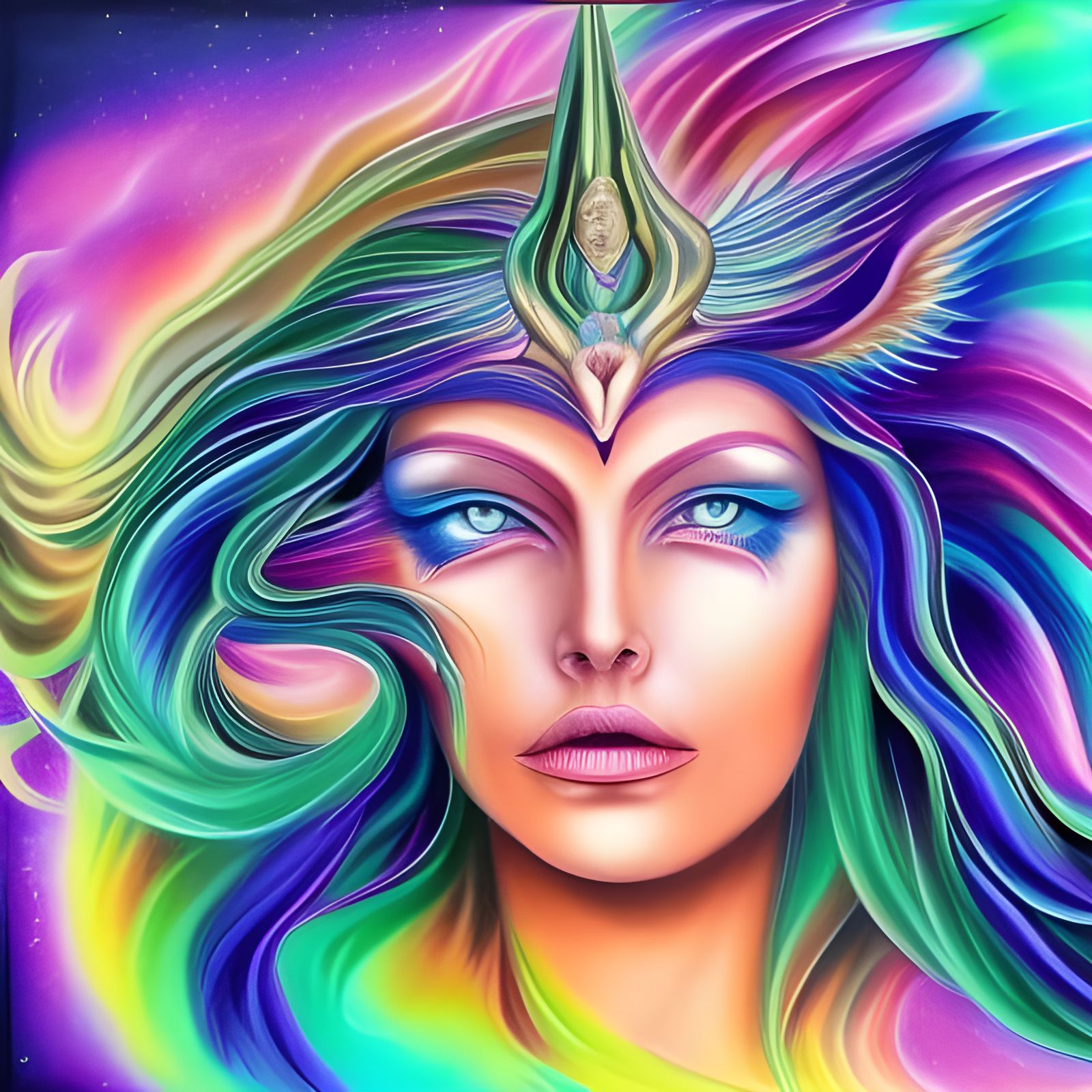 Celestial Phoenix Goddess Rising from Stardust