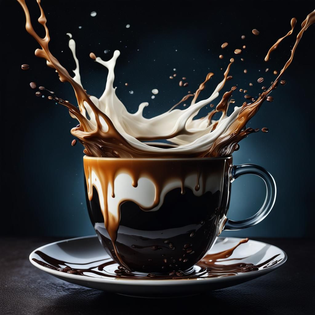 Elegant Coffee and Cream Splash: Fantasy Concept Art
