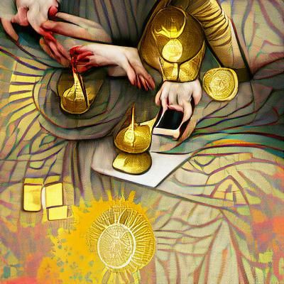 Ornate Gold Tarot Card Illustration