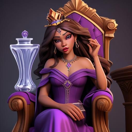 Aquarius Woman on Throne with Water Vase