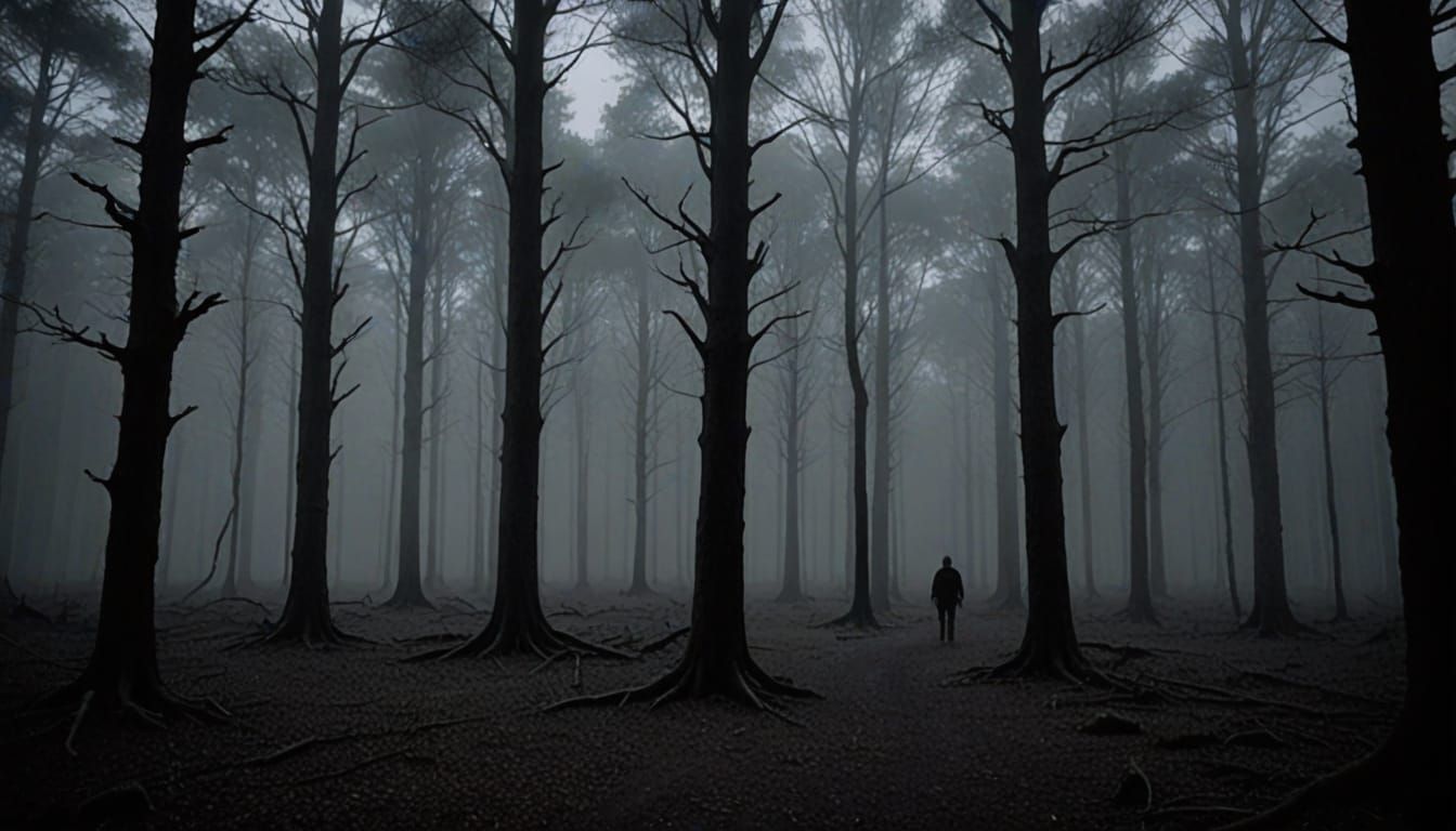 Eerie Sci-Fi Scene in Rendlesham Forest, England