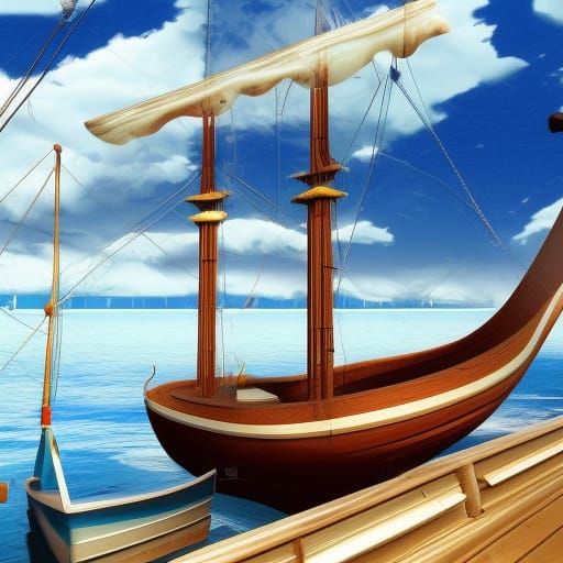 3d art, boats at the harbor, white background, few details, ...