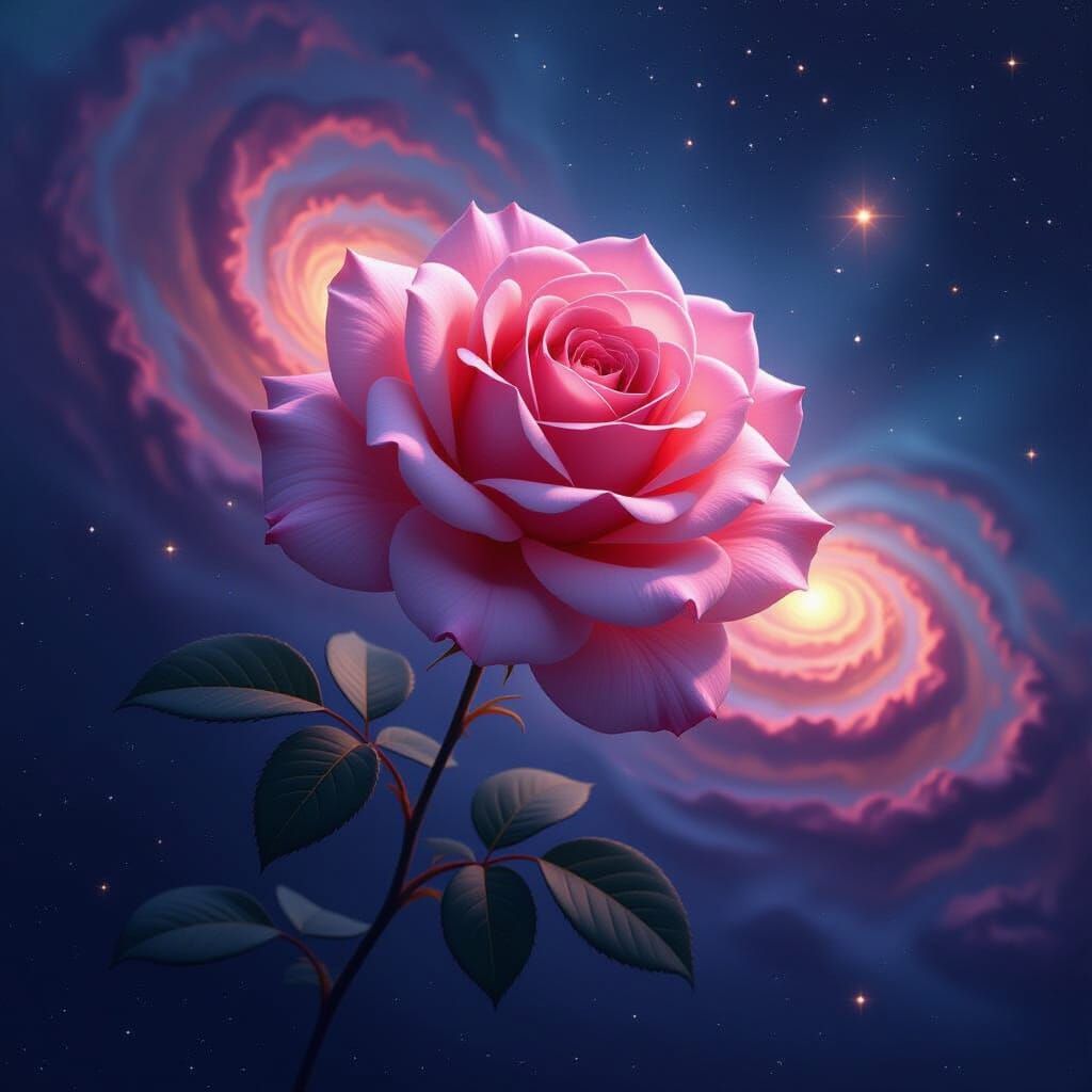 Vivid Korean Rose in Cosmic Void