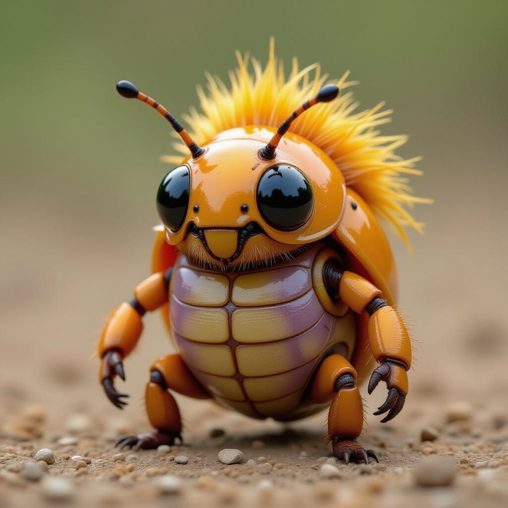 Orange Beetle Humanoid with Lavender Shell