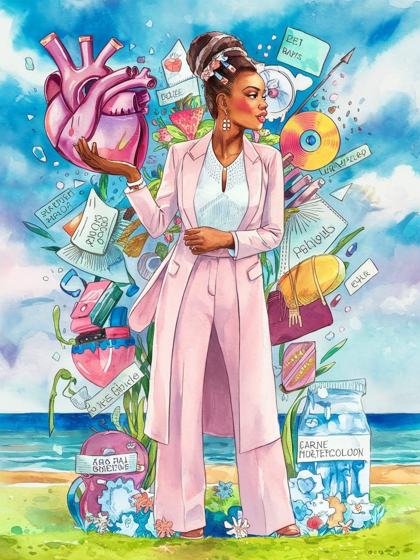 Chibi Woman with Giant Heart in Ghana