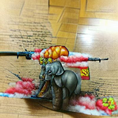 Hyperrealistic War Elephant Detailed Painting