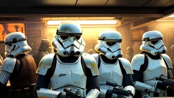 Star Wars Cantina Scene with Stormtroopers