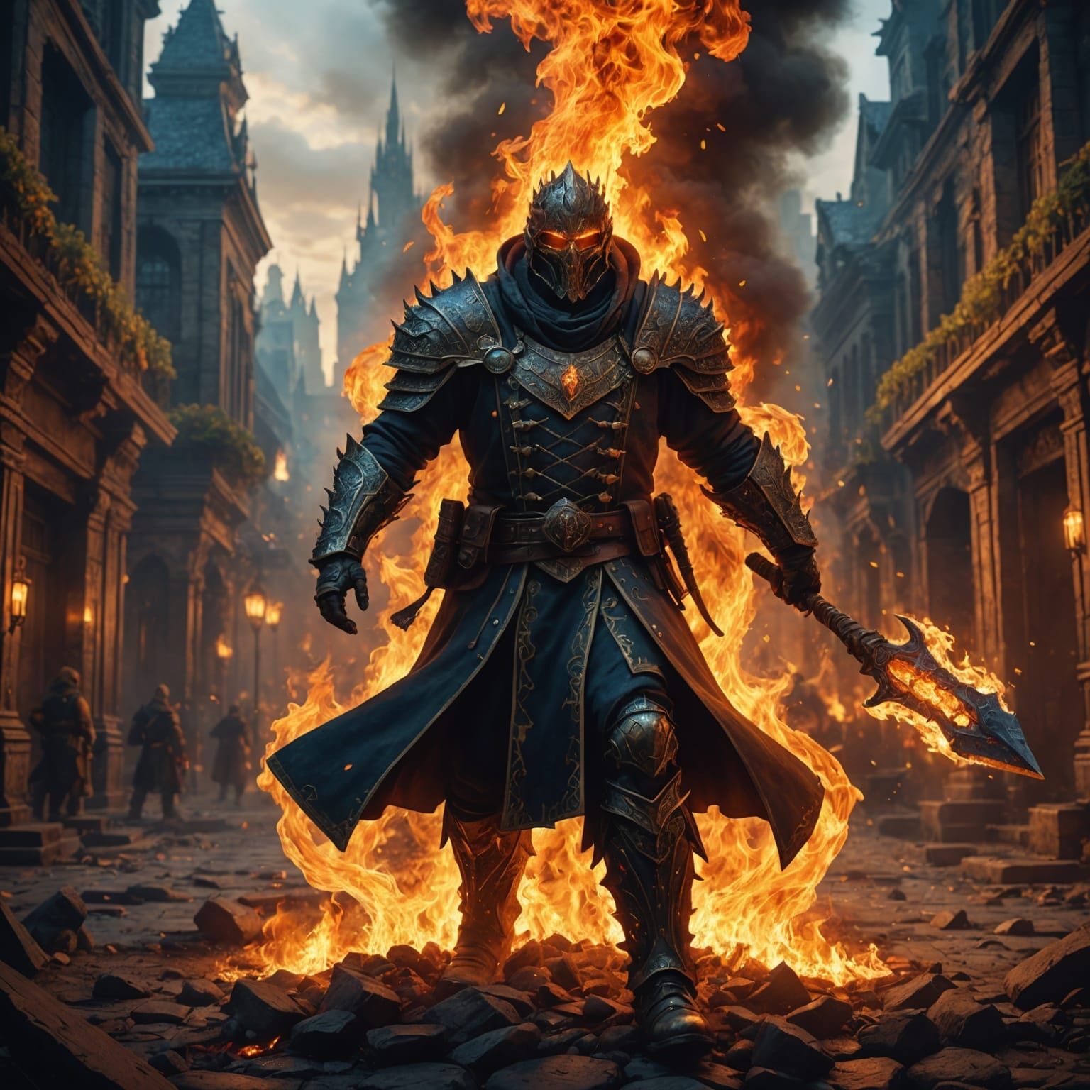 Master Chief Ablaze: Detailed Matte Painting