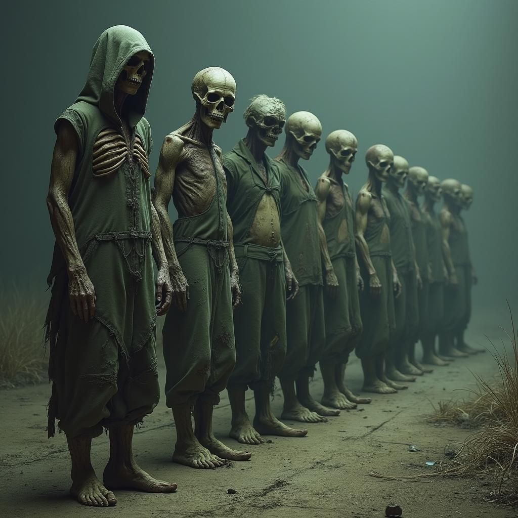 Undead Horrors Line Up in Surreal Dark Landscape