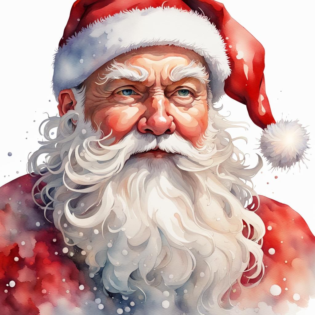 Festive Watercolor Santa Clipart for Christmas