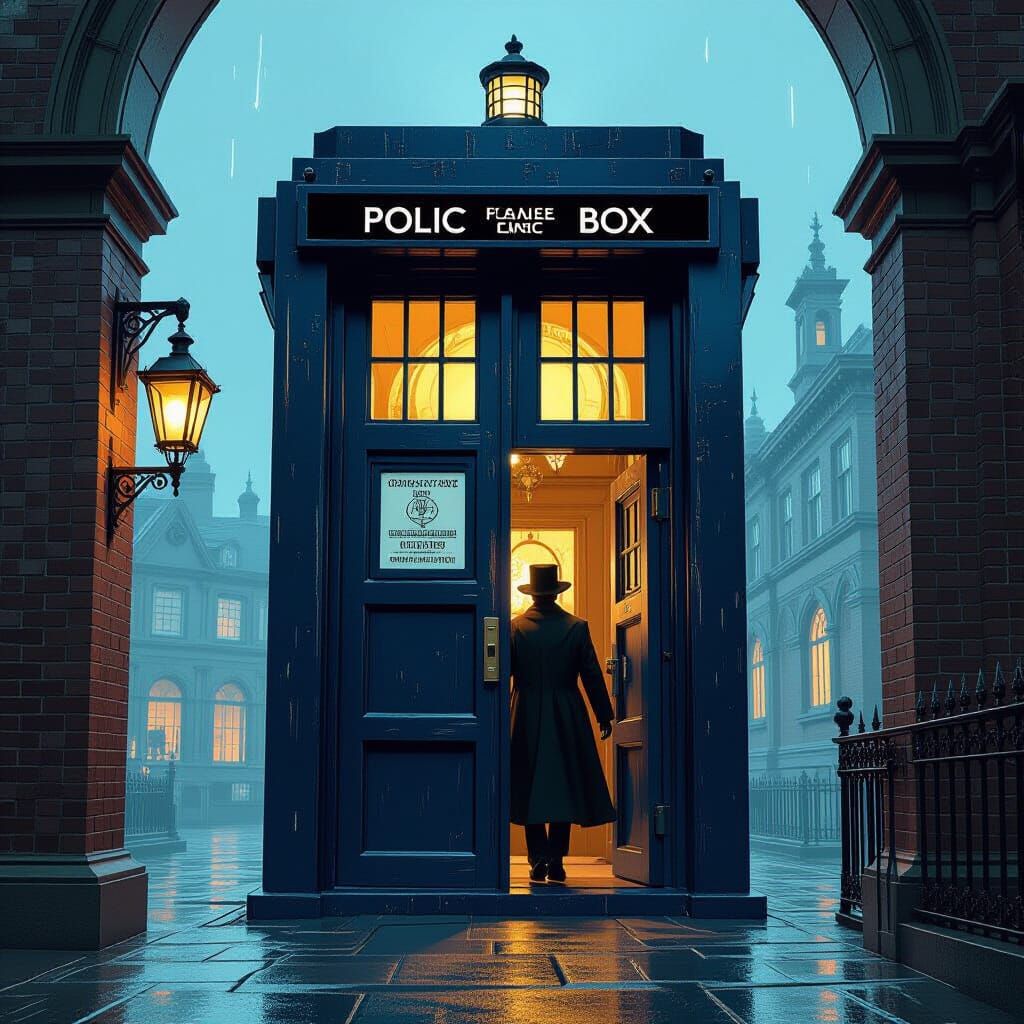 The Doctor's Tardis in Steampunk Sci-Fi Style