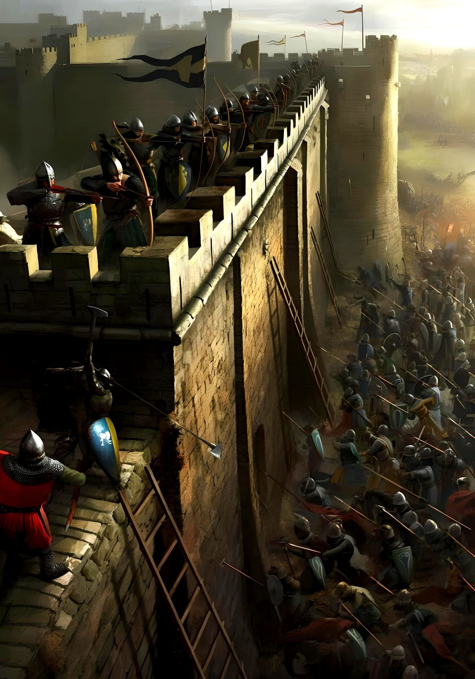 Archers Defend Castle Walls in Epic Battle