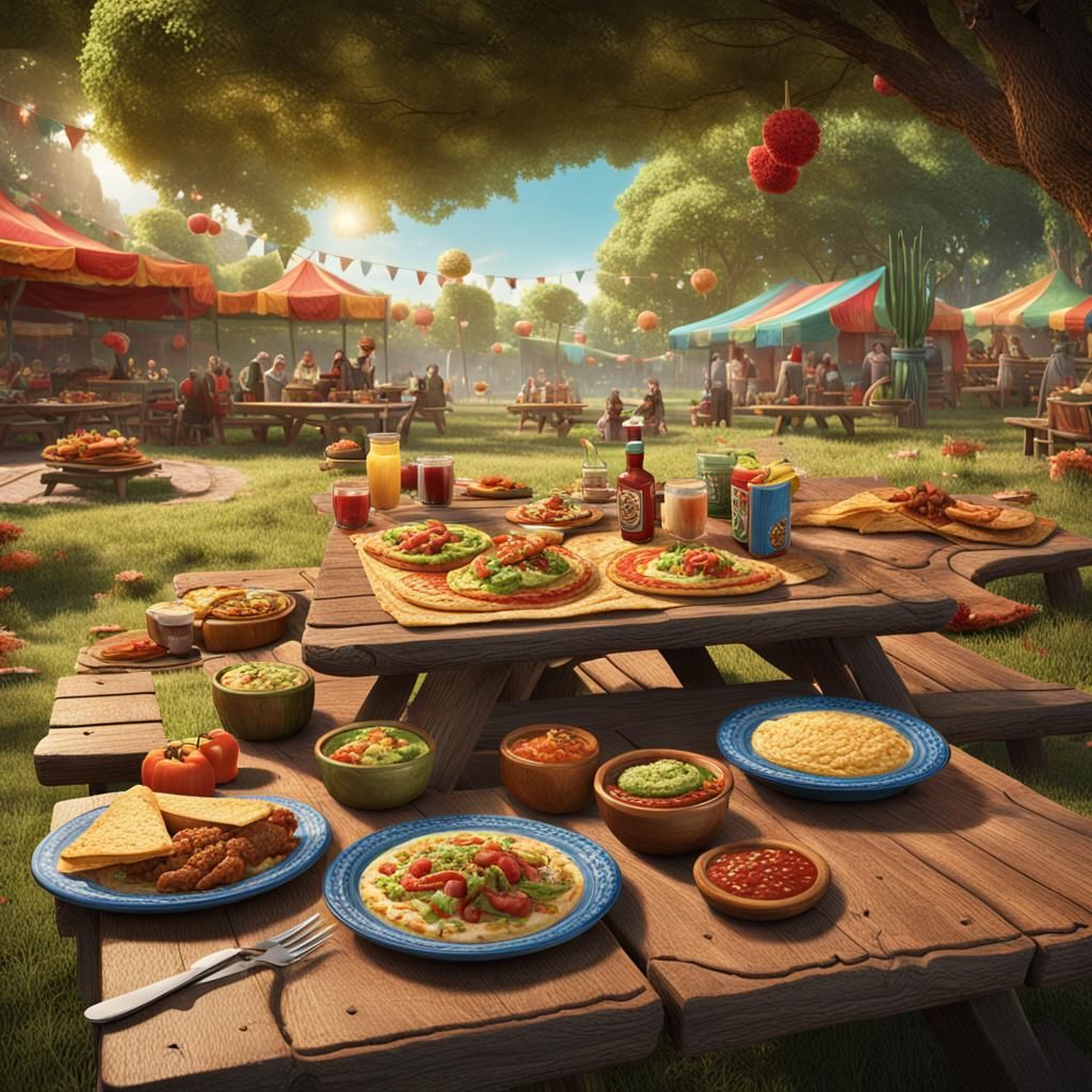 Festive Mexican Picnic in a Public Park