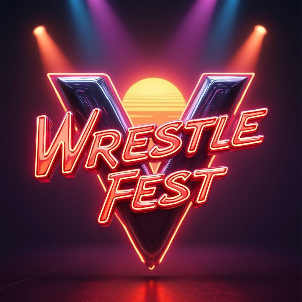 Neon Chrome Wrestle Fest V Logo in Hollywood Style