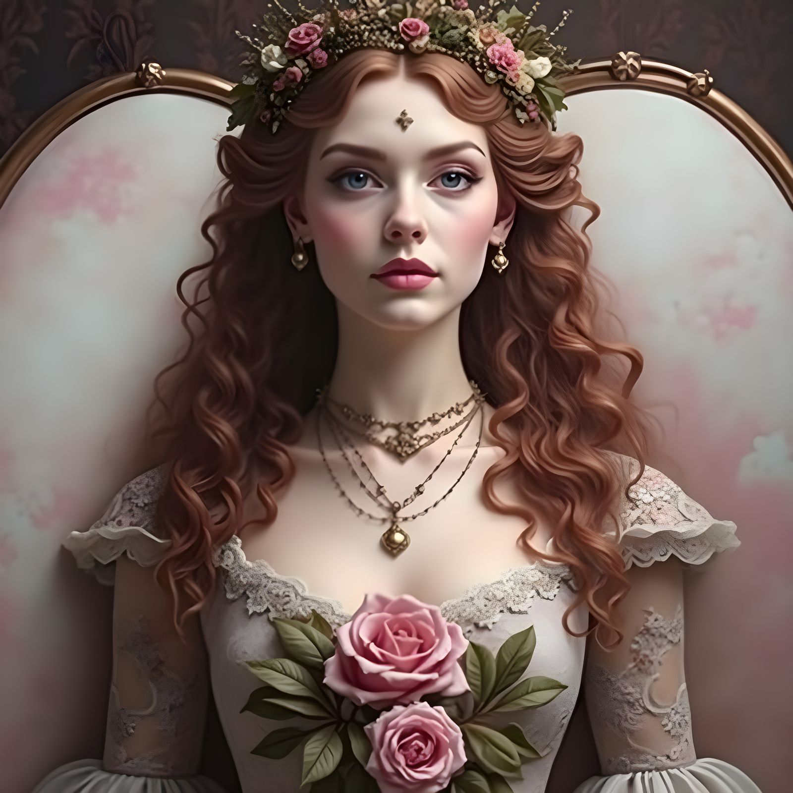 Enchanting Princess Briar Rose in Rococo Hyperdetailed Maste...