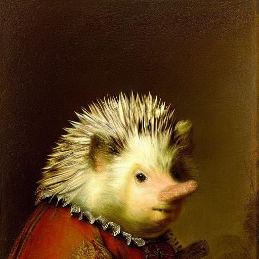 Grieving Hedgehog in the Style of Rembrandt