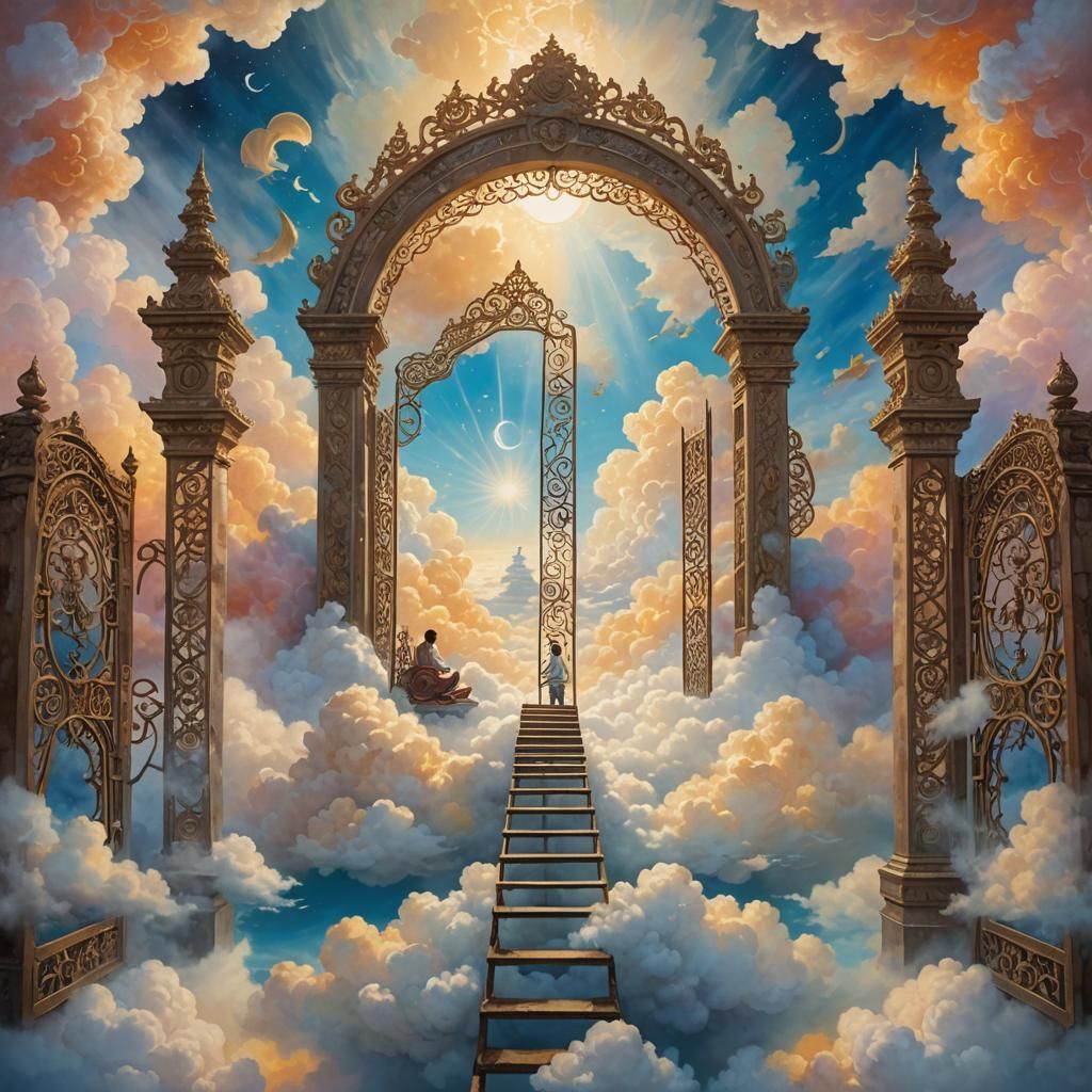 Surreal Ascension to Heaven: Dreamlike Cloudscape
