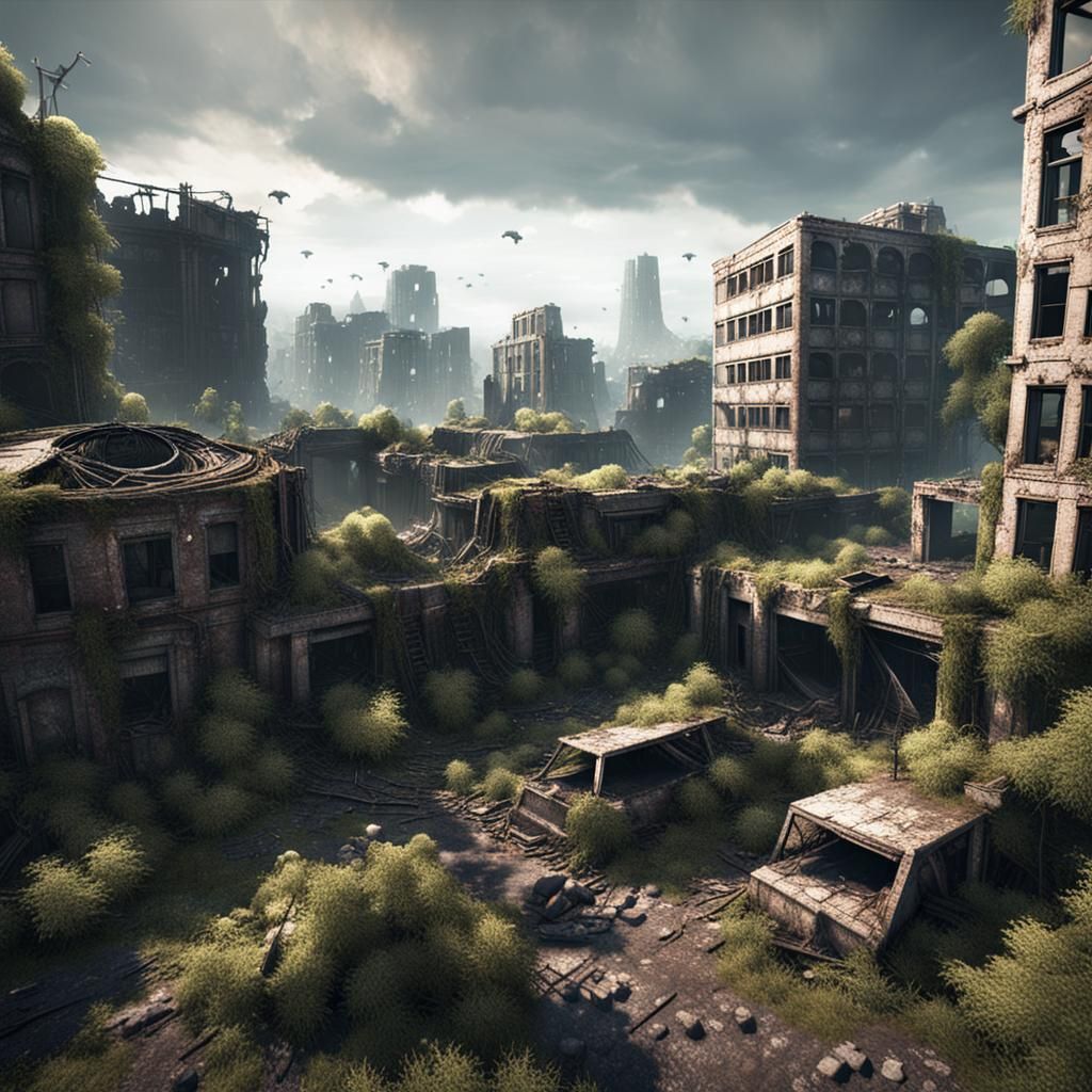 Abandoned Cityscape in Unreal Engine 5 Style