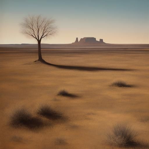 Desolate Landscape with Lone Figure in Oil Painting