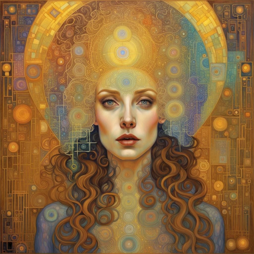 Holographic Electroencephalogram in Art Nouveau Style