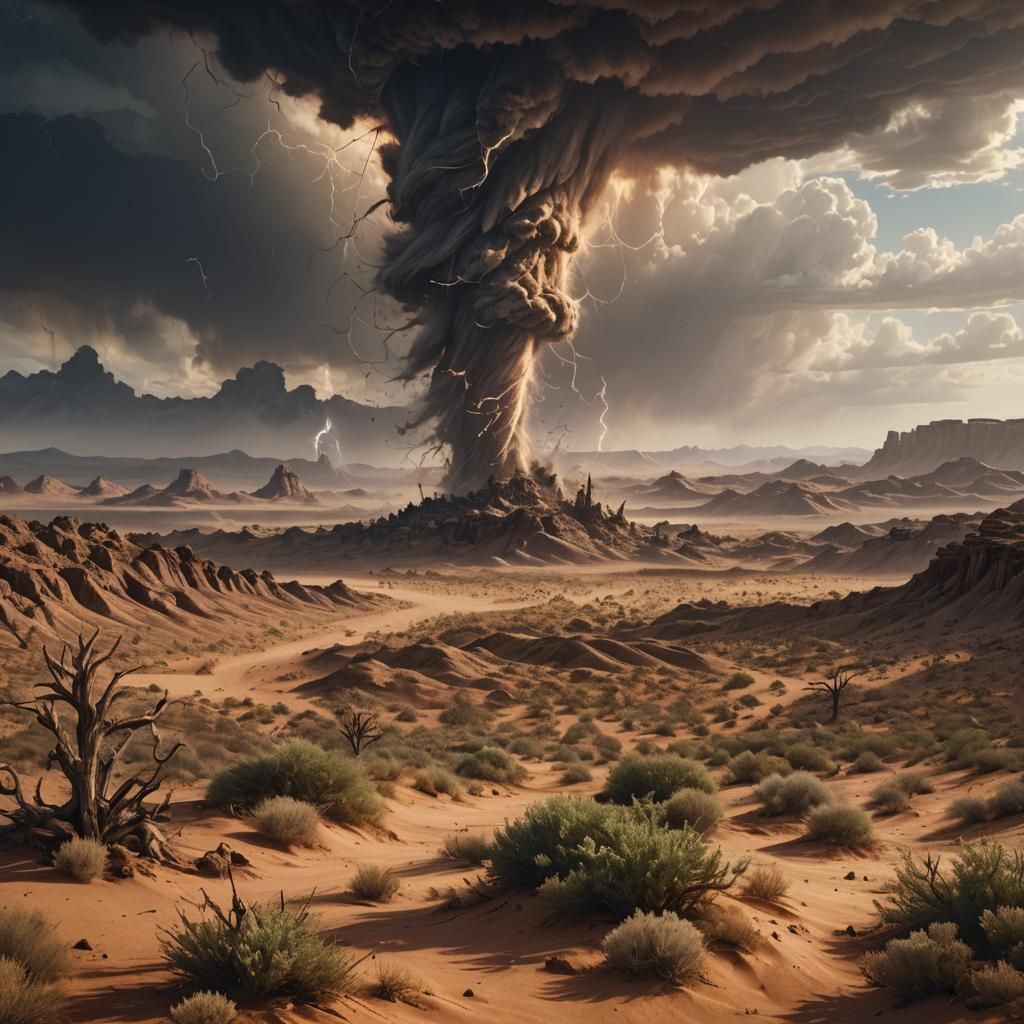 Desert Tornado: Detailed Matte Painting