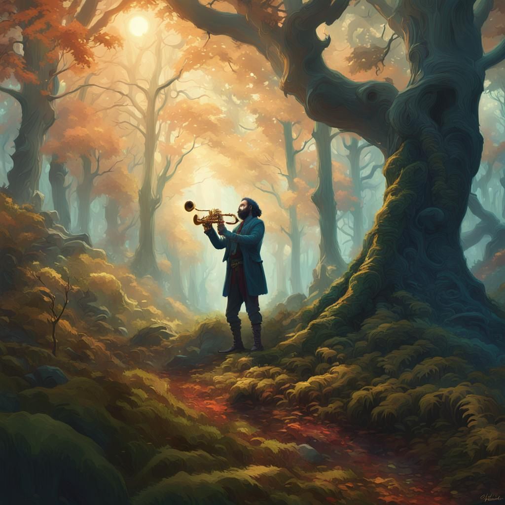 Laser Saxophone Bard in Mystical Forest
