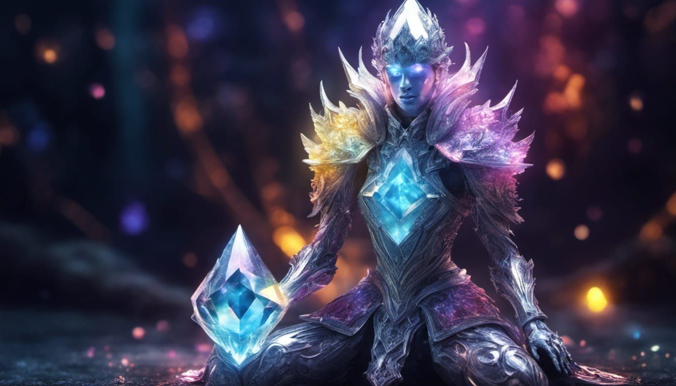 Crystalline Knight: Living Magic Crystal Humanoid