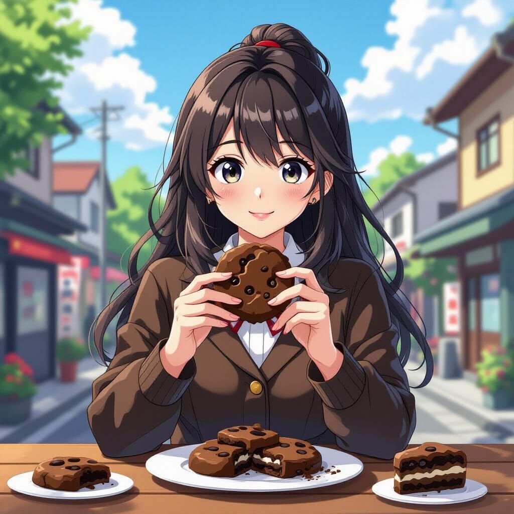 Whimsical Anime Cookie in Vibrant Manga Style
