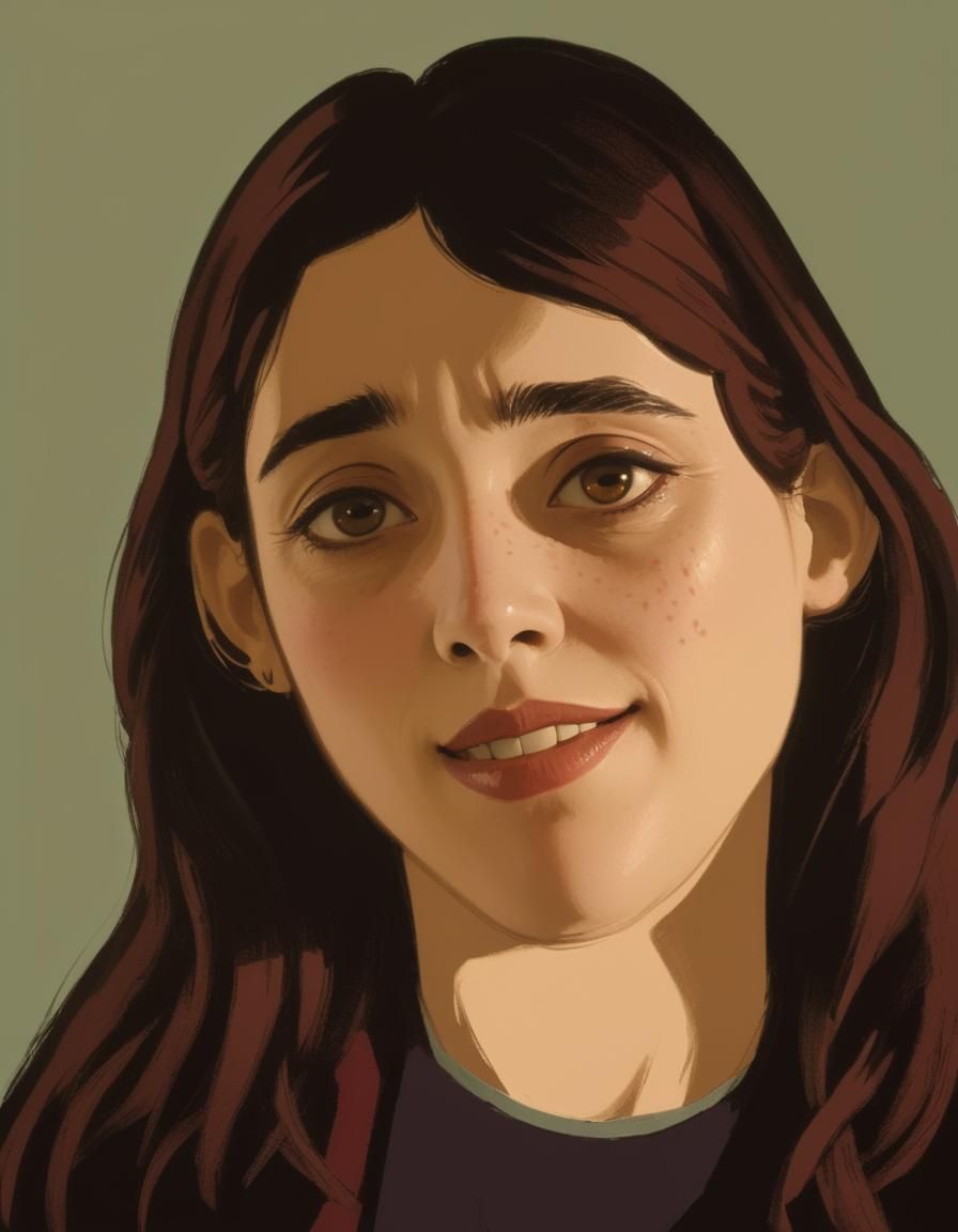 Adelita in Dimly Lit Room, Cinematic Film Still