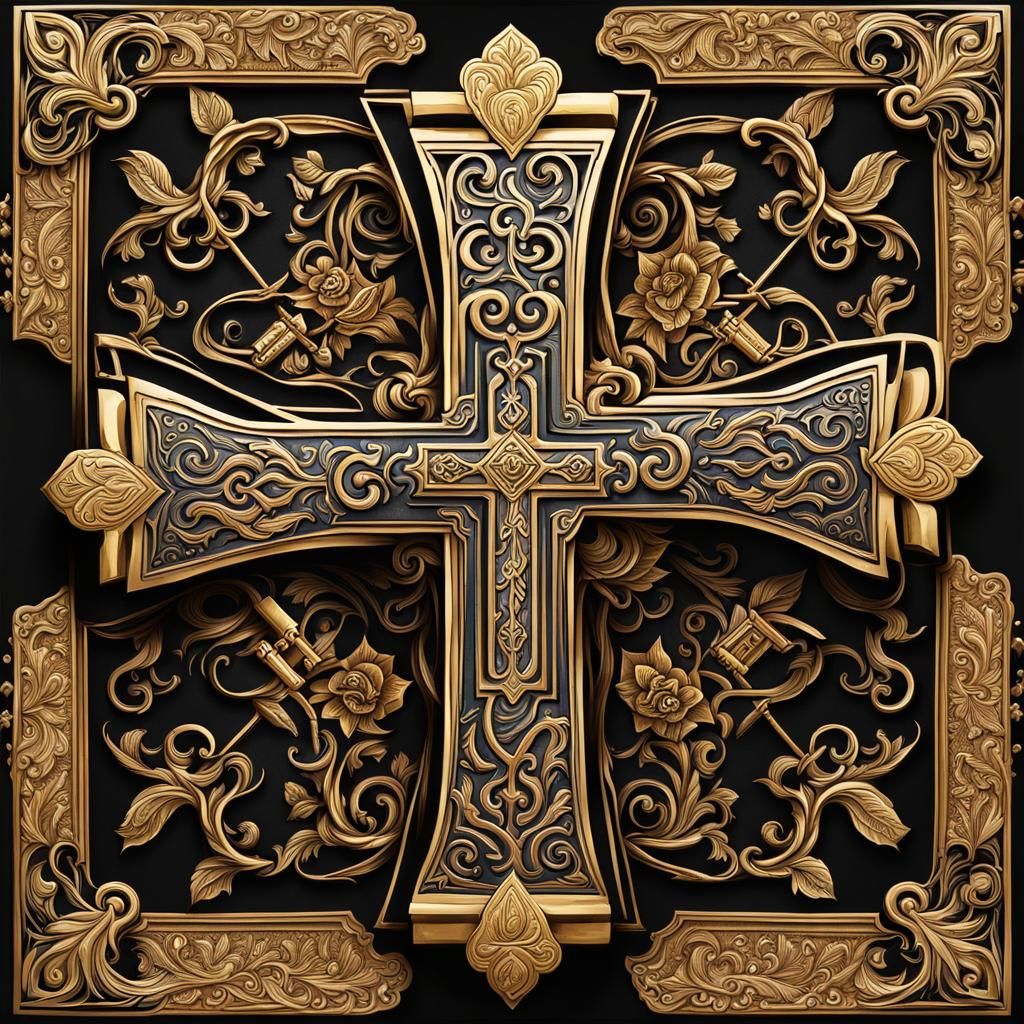 Mythological Orthodox Cross with Intricate Details