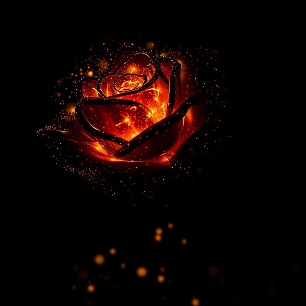 Woman Silhouette with Magma Rose Double Exposure