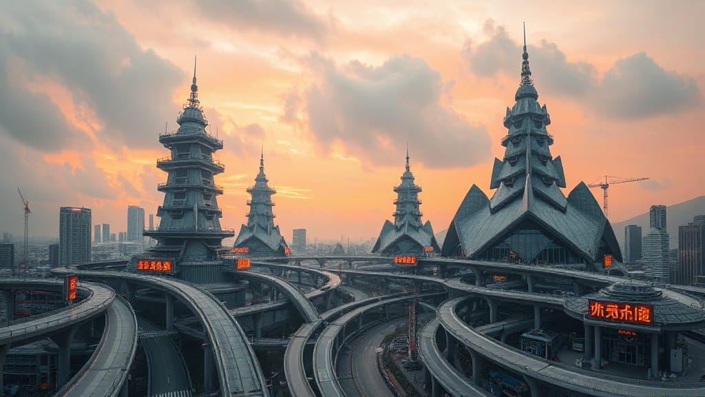 far future cyber city