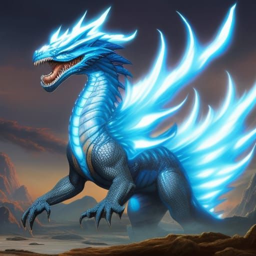 Electric Blue Dragon: Digital Matte Painting