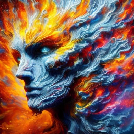 Exploding Elemental Head of a Girl